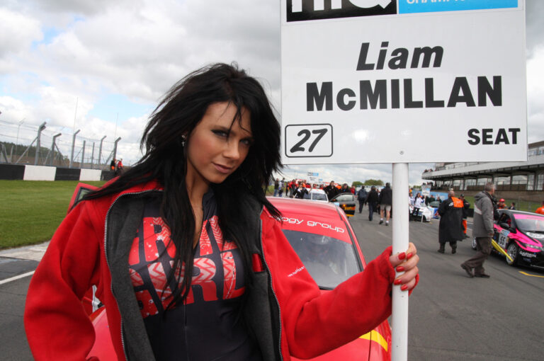 Grid Girls with Liam McMillan at British Touring Cars in Donington Park on 17th May 2009