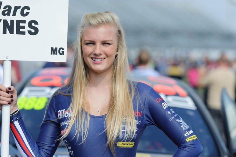 Grid Girl with Triple 8Quantel BiFold at Rockingham BTCC on 7th September 2014 01