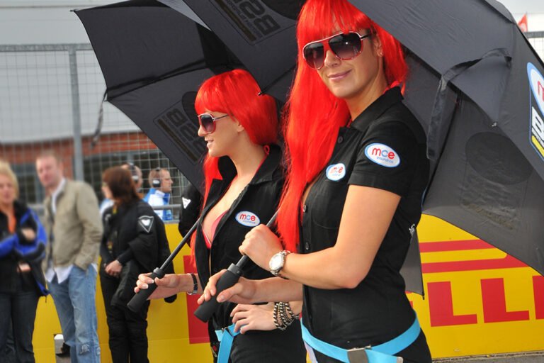 Grid Girls with MCE Insurance at Oulton Park British Superbikes in 2009