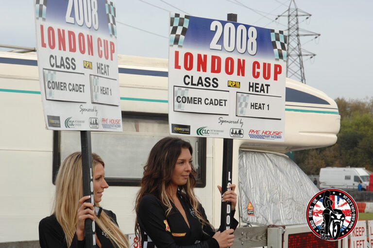 Grid Girls with the London Cup at the Rye House Kart Raceway on 25th October 2008