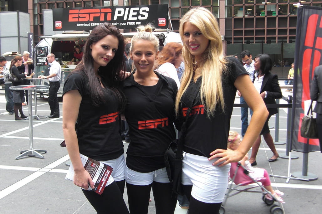 Promo Models with ESPN UK Square Pie Media Drop in London on 12th Aug 2011 01