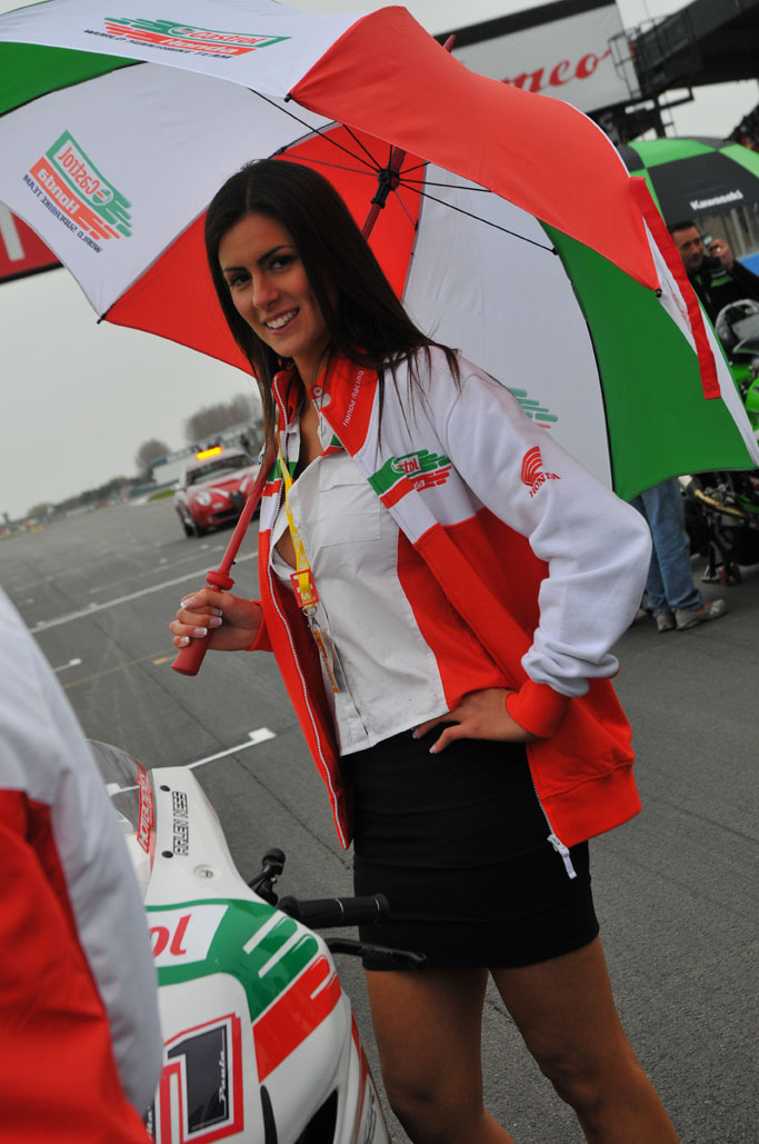 Grid Girls With Ten Kate Honda At Donington Park For World Superbike Round In 2011