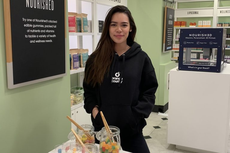 Promotional Model with Orange County CBD in Selfridges London on 23/24th Feb 2023