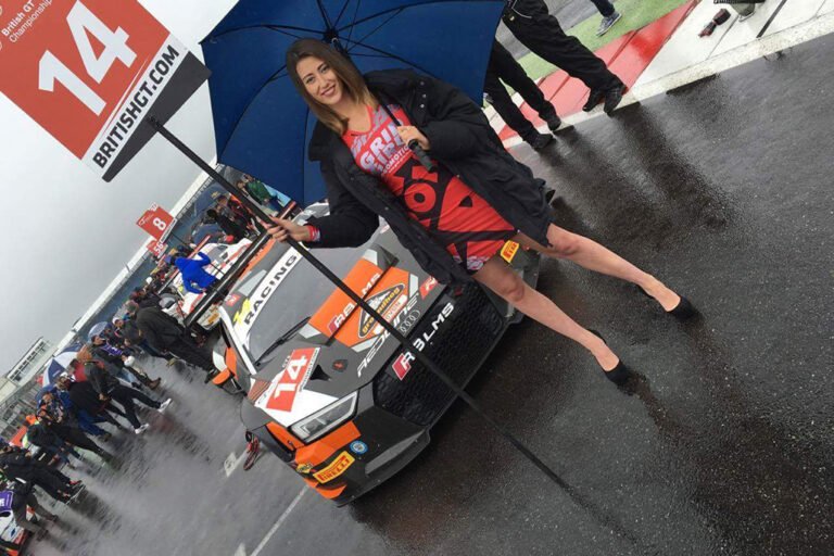 Grid Girl With Will Moore Racing At Silverstone For British Gt On 12th June 2016