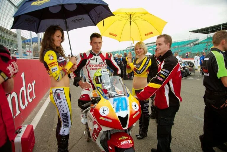 Grid Girls with Bike Devil at Croft British Superbikes in 2009