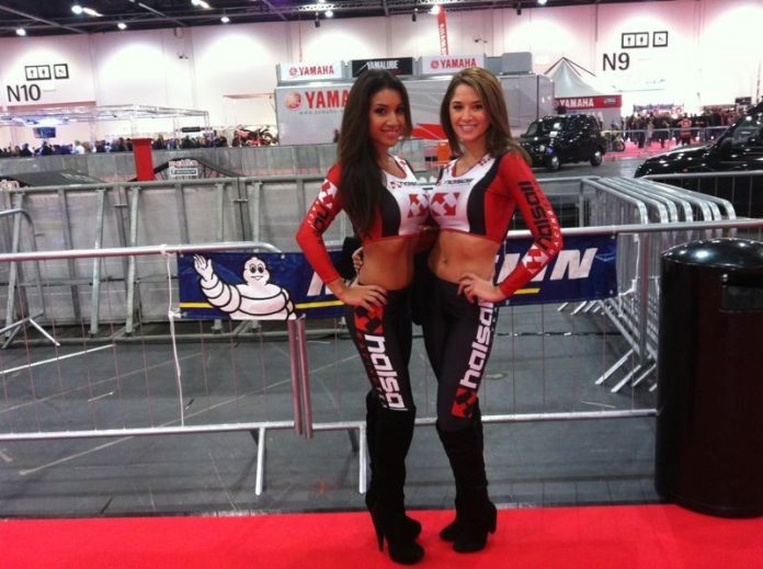 Grid Girls With Halsall Racing At London Motorcycle Show On 17th February 2013