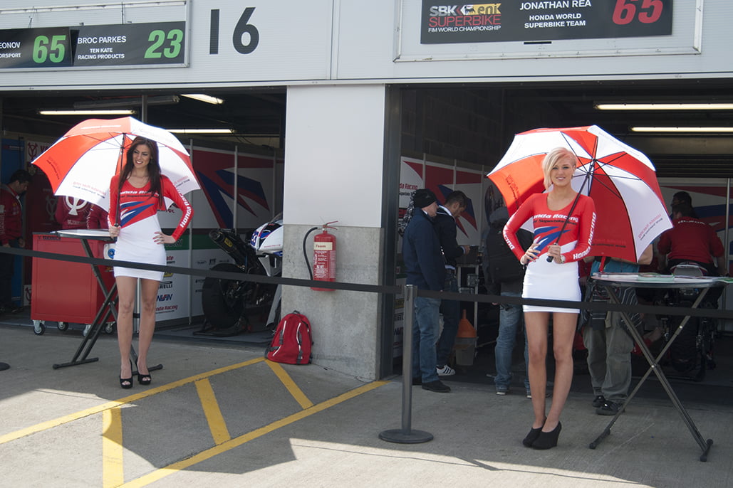 Grid Girls With Ten Kate Honda At Donington Park For World Superbike Round In 2012