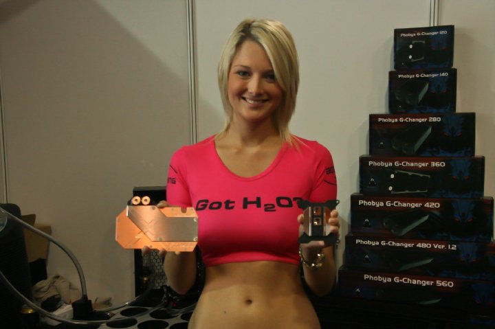 Promotional Model with Aquatuning at Gaming Expo in Newbury on 26/30th August 2010