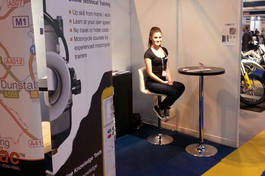 Promotional Model With Moto Tech Training At The Motorcycle Trade Expo On 19/20th January 2014