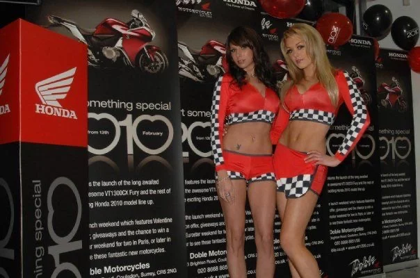 Promotional Models with Doble Motorcycles for their Honda VFR1200 Launch 2010