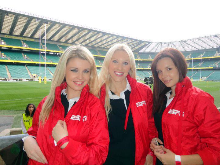 Promotional Models With Espn Uk At Their Premiership Rugby Promo In Twickenham On 3rd September 2011