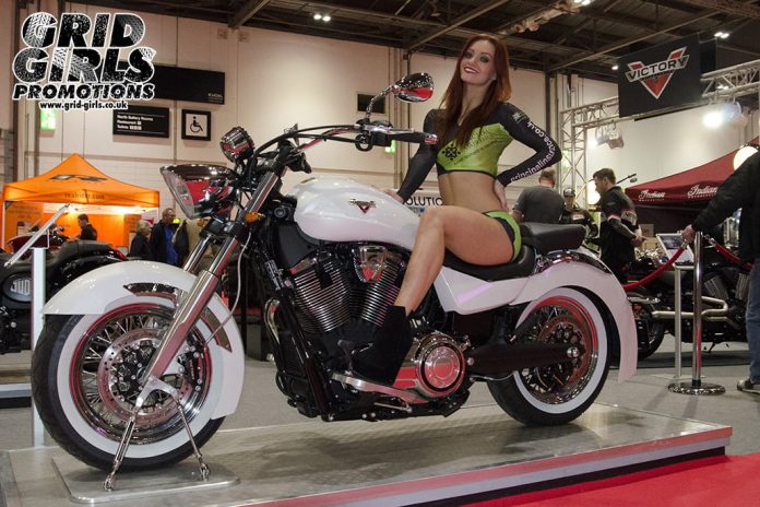 Promotional Models With Principal Insurance At The London Motorcycle Show 2014