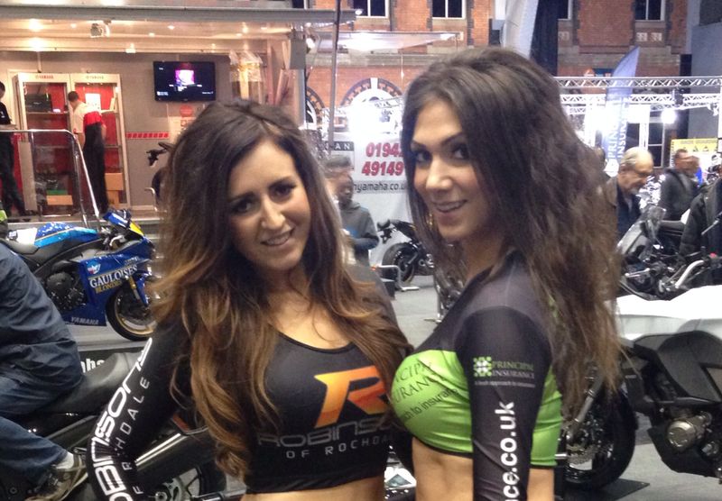 Promotional Models With Principal Insurance At The Manchester Motorcycle Show 2014