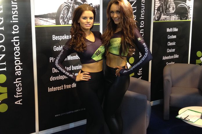 Promotional Models With Principal Insurance At The Motorcycle Trade Expo 2014