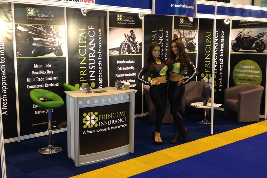 Promotional Models With Principal Insurance At The Motorcycle Trade Expo 2014