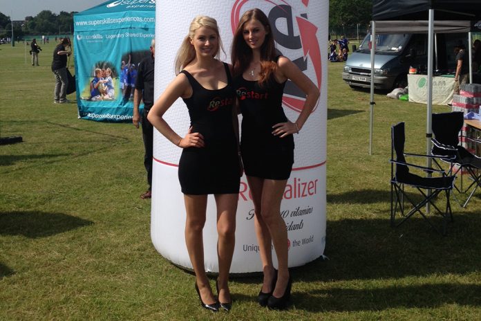 Promotional Models With Restart Energy At Rugby Legends In July 2014