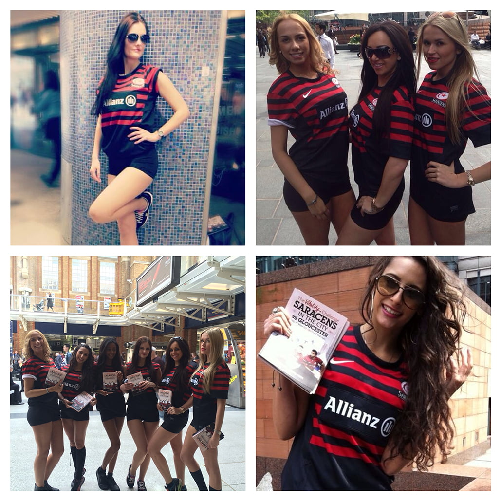 Promotional Models With Saracens At Their Rugby Promo In London On 17th April 2014