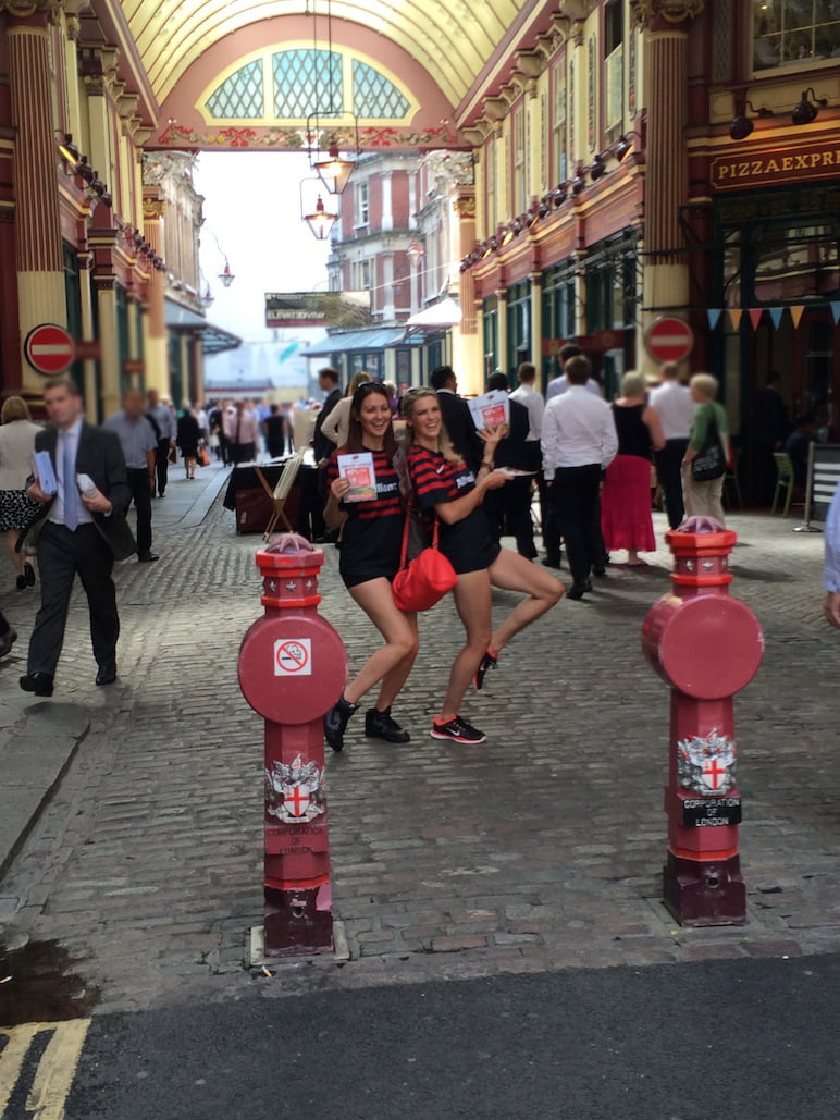 Promotional Models With Saracens At Their Rugby Promo In London On 7th August 2014