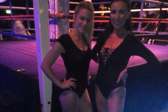 Ring Girls With Beats And Boxing For Their White Collar Boxing In Brixton On 24th June 2016