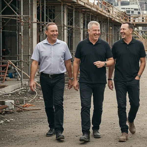 Well dressed men on site smiling