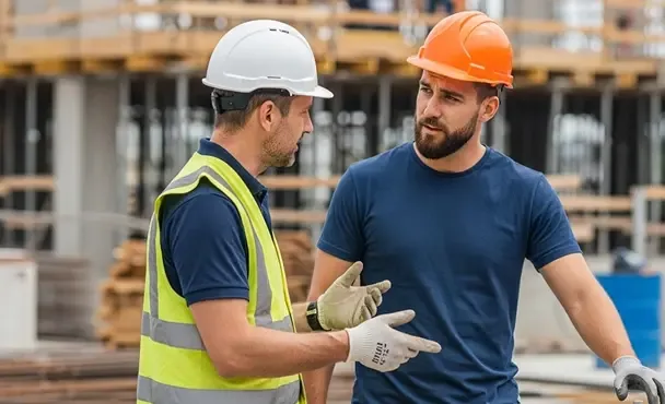 Builder explaining an issue
