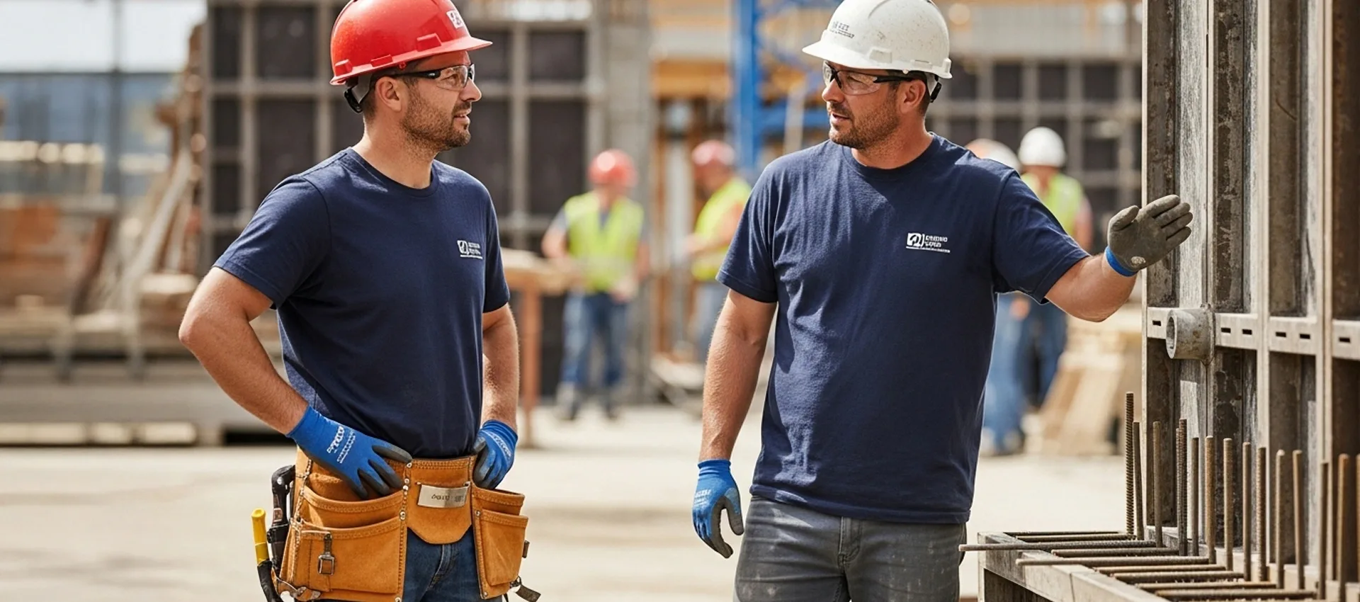 Tradesmen discussing job