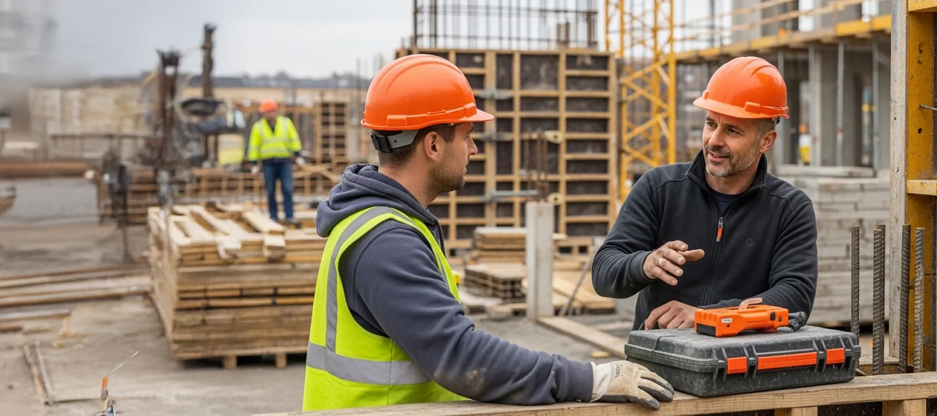 Tradesmen explaining job