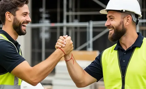 Tradesmen handshaking
