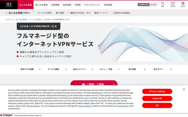 IIJマネージドVPN PROサービスの公式ページ