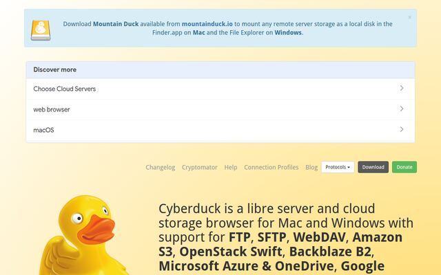 Cyberduckの公式ページ