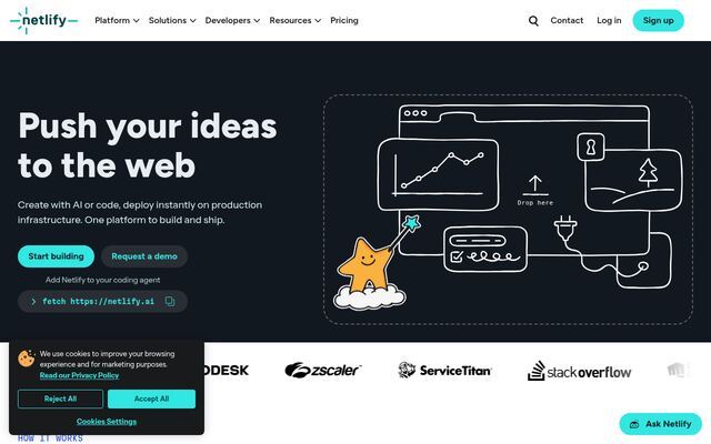 Netlifyの公式ページ