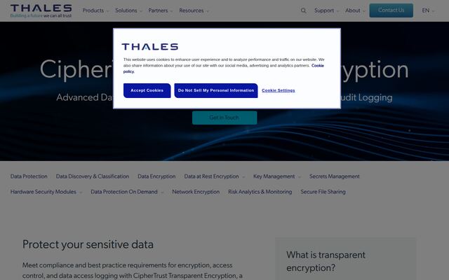 CipherTrust Transparent Encryptionの公式ページ