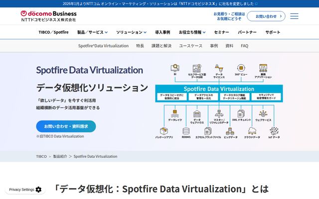 TIBCO Data Virtualizationの公式ページ