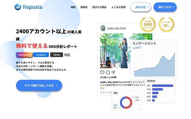 Repostaの公式ページ