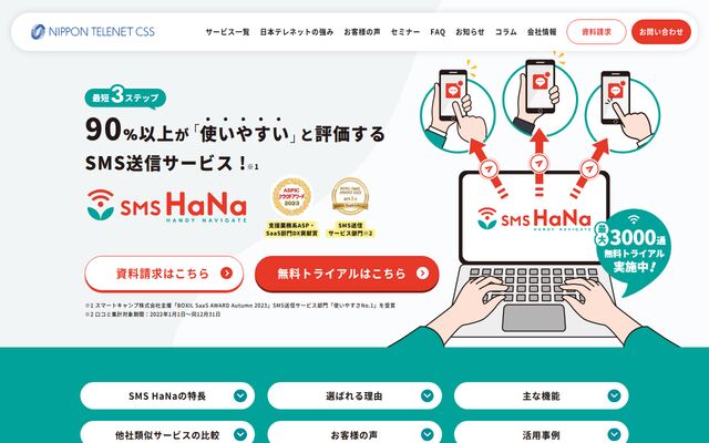 SMS HaNaの公式ページ