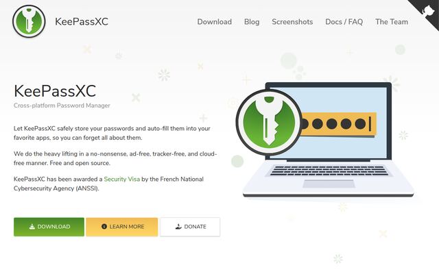 KeePassXCの公式ページ