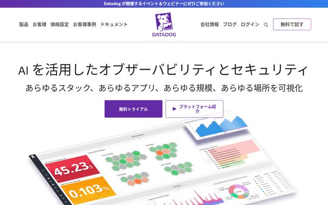 Datadogの公式ページ