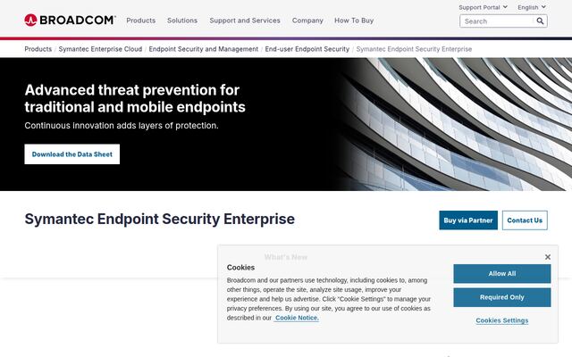 Symantec Endpoint Security Enterpriseの公式ページ