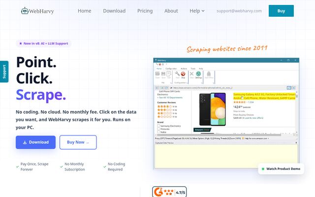 WebHarvyの公式ページ