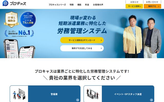 プロキャスの公式ページ