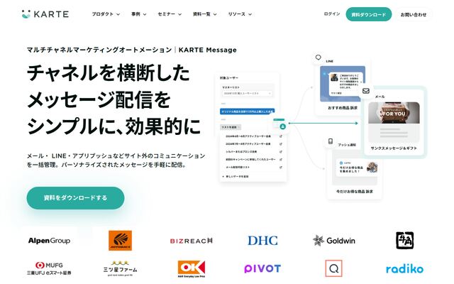 KARTE Messageの公式ページ