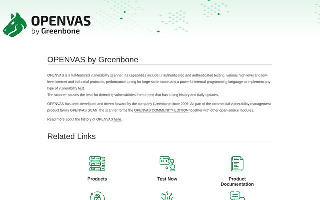 OpenVASの公式ページ
