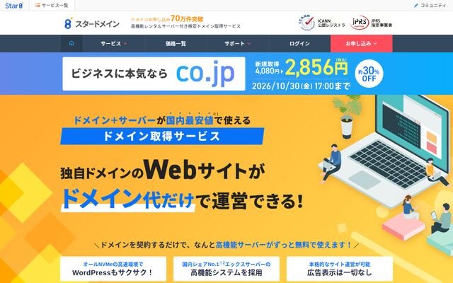 スタードメインの公式ページ