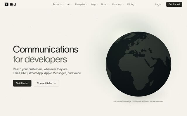 MessageBirdの公式ページ