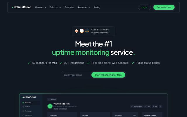 UptimeRobotの公式ページ