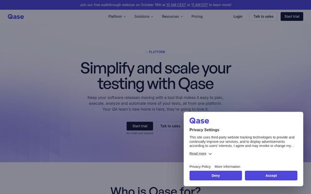 Qaseの公式ページ