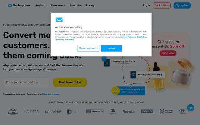 GetResponseの公式ページ