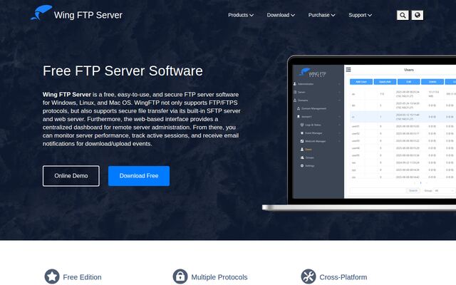 Wing FTP Serverの公式ページ