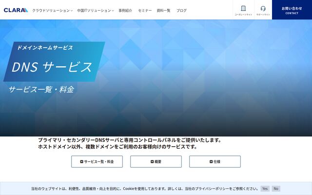DNSサービスの公式ページ
