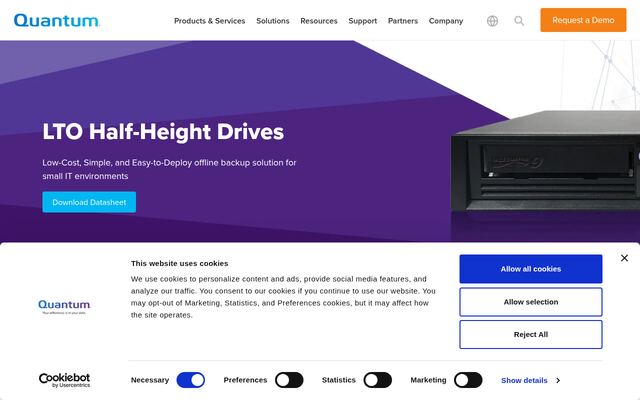 Quantum LTO Tape Drive, Half Heightの公式ページ